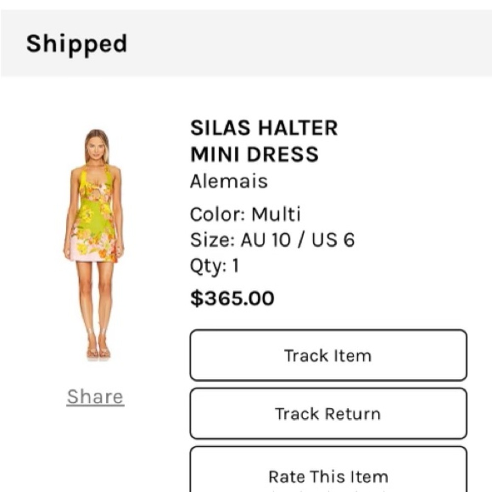 Alèmais dress worn once- size 6 US size 10 Au